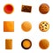 Sweet biscuit icon set, cartoon style