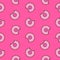 sweet bite pink doughnut repeat seamless pattern doodle cartoon style wallpaper
