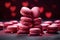 Sweet Bliss: Pink Macarons. Valentine's Day sweets. Pink macaroons heart shaped