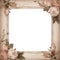 Sweet Blooms. An Empty Pink Photo Frame with Floral Corners for Your Projects