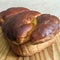 Sweet bread traditional Romanian bakery on wooden background