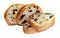 Sweet Bread with walnuts and dried fruits on a white background. Figs and prunes.