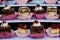 Sweet bridal buffet: cakes - muffins and muffins stacked in a pyramid