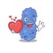 A sweet burkholderia bacteria cartoon character style with a heart