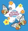 sweet butterfly with flower girls print vector art