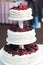 Sweet cake with blackberry and raspberries. Dessert