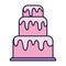 Sweet cake with melted cream dessert cartoon icon style design