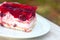 Sweet cake with red jelly