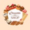Sweet cakes, donuts, pastry and desserts shop