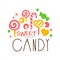 Sweet candy logo. Colorful hand drawn label