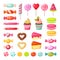Sweet candy. lollipop colored delicious tasty caramel fruits sweets. celebration food vector pictures white background