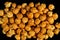 sweet Caramel Cream popcorn on the black background