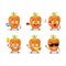 Sweet carrot cartoon character with various types of business emoticons
