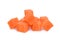 Sweet carrot cubes isolated on the white