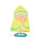 Sweet cartoon baby wrapped in a yellow towel after taking a bath colorful character vector Illustration