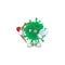 Sweet cartoon character of coronavirus pneumonia Cupid with arrow and wings