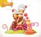 Sweet castle. Gingerbread house. 3d vector icon