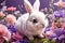 Sweet and Charming Baby Bunny Amidst Blooming Flowers