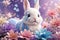 Sweet and Charming Baby Bunny Amidst Blooming Flowers