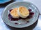 Sweet cheesecake Tarta de queso with blueberry jam