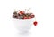 Sweet Cherries in bowl. Fresh cherries isolated on white background