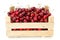 Sweet cherries (Prunus avium) in wooden crate