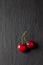 Sweet cherries on slate