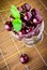 Sweet cherry fruits in glass goblet