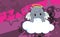 Sweet cherub hippo cartoon background