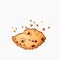 Sweet choco chip cookies with chocolate dots vector illustration.