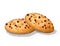 Sweet choco chip cookies with chocolate dots vector illustration.