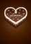 Sweet chocolate cake as heart with love