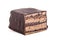 Sweet chocolate cake decorate with dark chocolate ship the image