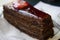 Sweet chocolate cake with strawberries