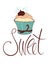 Sweet chocolate cupcake design card