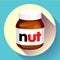 Sweet chocolate hazelnut butter can icon flat