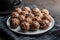 Sweet chocolate truffles. Tasty belgian pralines balls