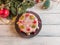 Sweet christmas cake with xmas decor and lights