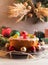 Sweet christmas cake with xmas decor and lights