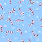Sweet Christmas candy with snowflakes, seamless pattern on blue texture