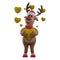 Sweet Christmas Deer 3D Cartoon surrounded by hearts