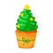 Sweet Christmas and New Year cupcake. Christmas tree. Creative element for your design. Vector illustration.