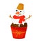 Sweet Christmas and New Year cupcake. Snowman. Creative element for your design. Vector illustration.