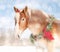 Sweet Christmas themed image of a draft horse