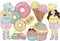 Sweet Clipart SWEET LIFE Color Vector Illustration Set Cartoon Picture