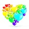 Sweet, colorful, beautiful hearts arranged in shape of big heart