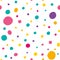 Sweet colorful dragee candy. Multicolored polka dot seamless pattern.