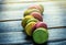 Sweet and colourful french macaroons or macaron