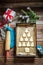 Sweet cookies arranged as a Christmas tree on baking tray