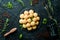 Sweet cookies on a plate. Sweet pastries and dessert